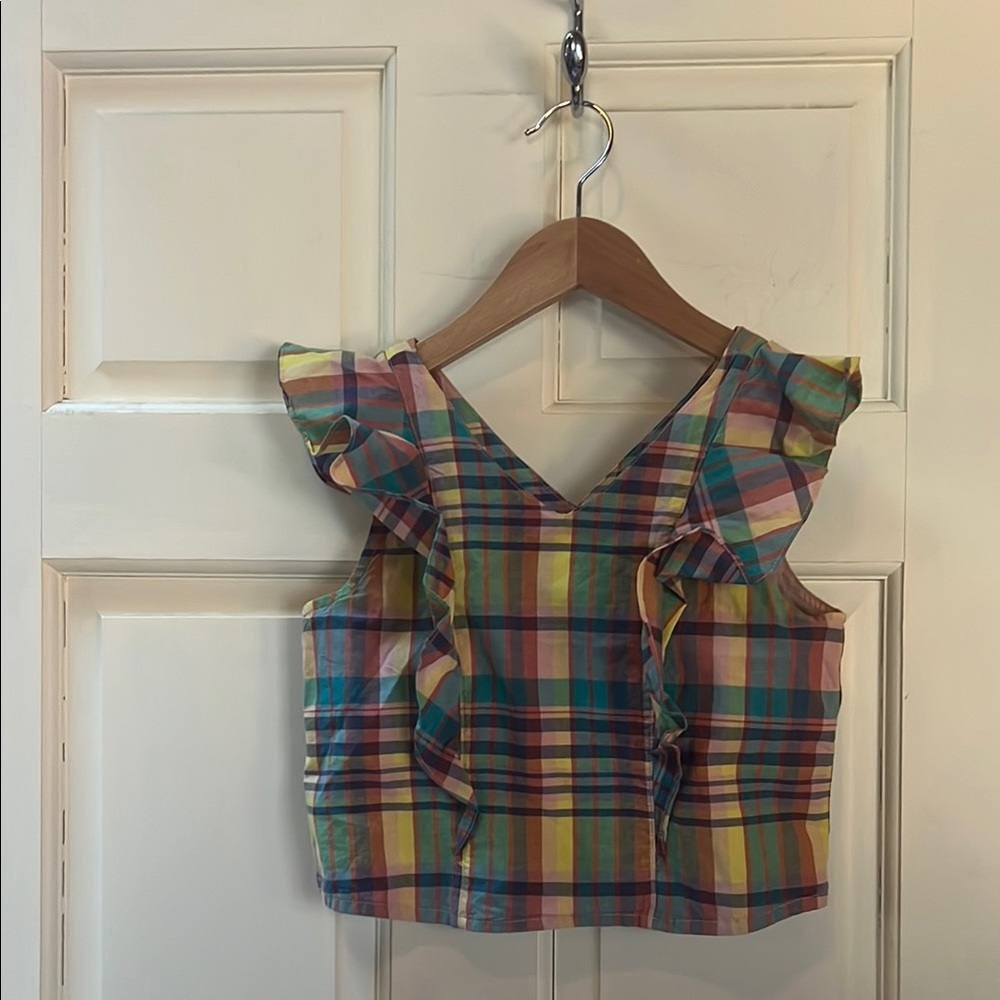 Tea Collection Madras Plaid Crop Top 8